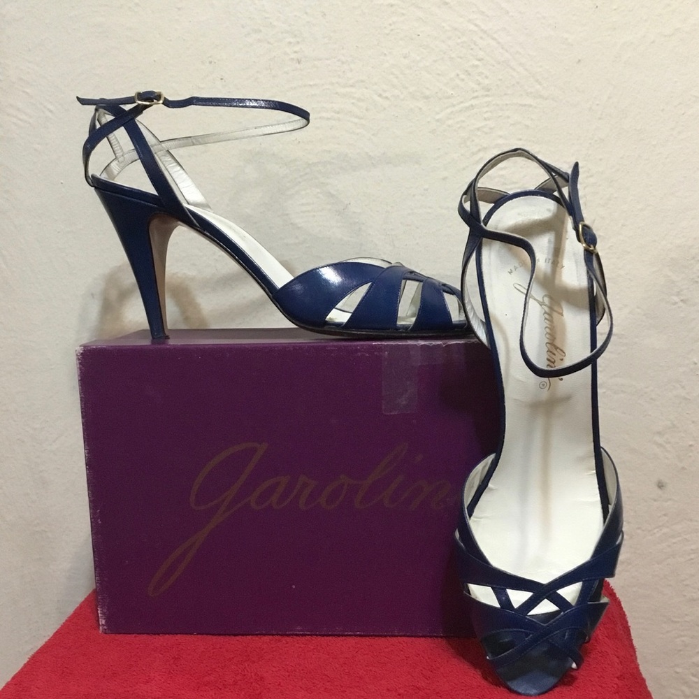 Garolini Women Sz 9M Blue Leather Sexy Sandals EUC